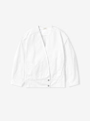 Womens Cotton Twill Relaxed Lapelless Jacket