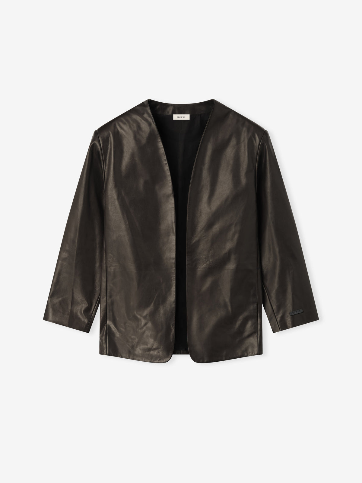 Womens Leather Collarless Jacket
