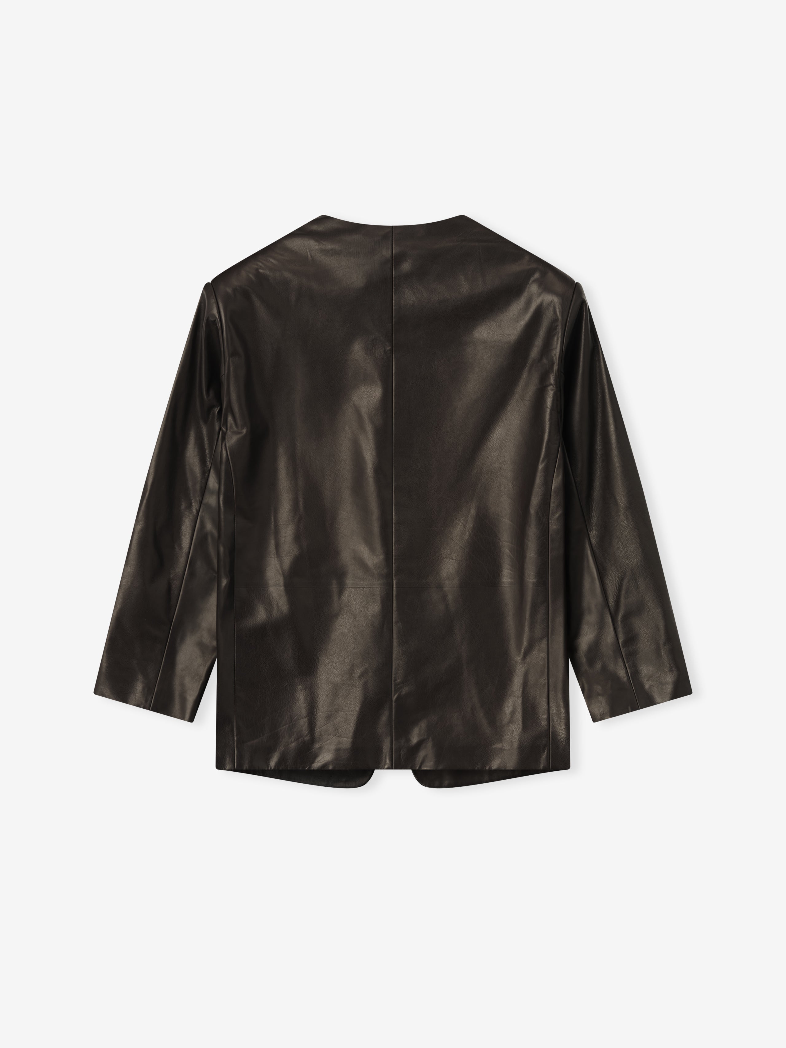 Womens Leather Collarless Jacket