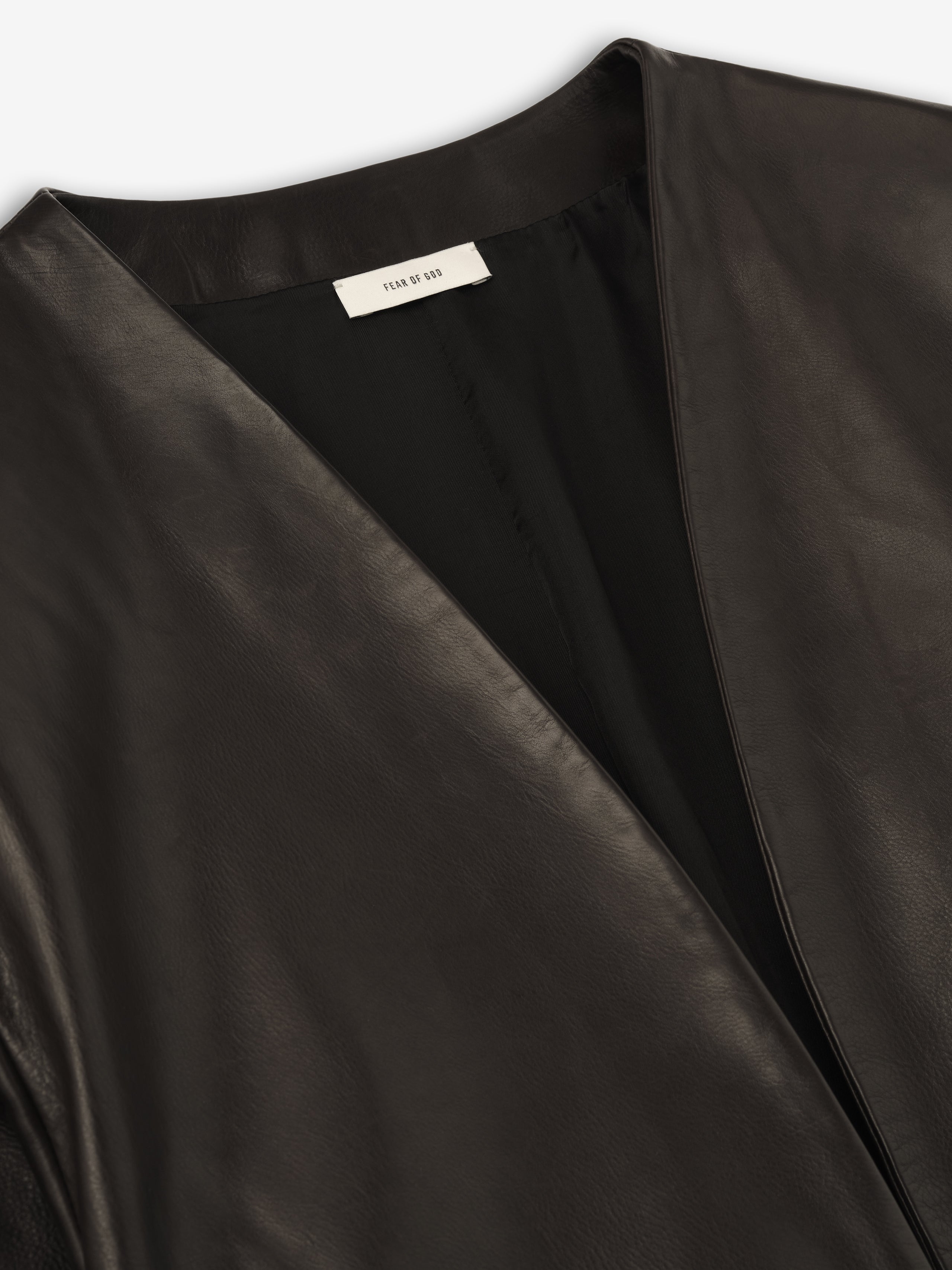 Womens Leather Collarless Jacket
