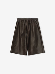 Womens Leather Drawstring Shorts