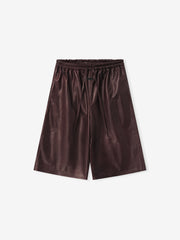 Womens Leather Drawstring Shorts