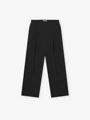 Womens Superfine Wool Twill Wide Leg Pants