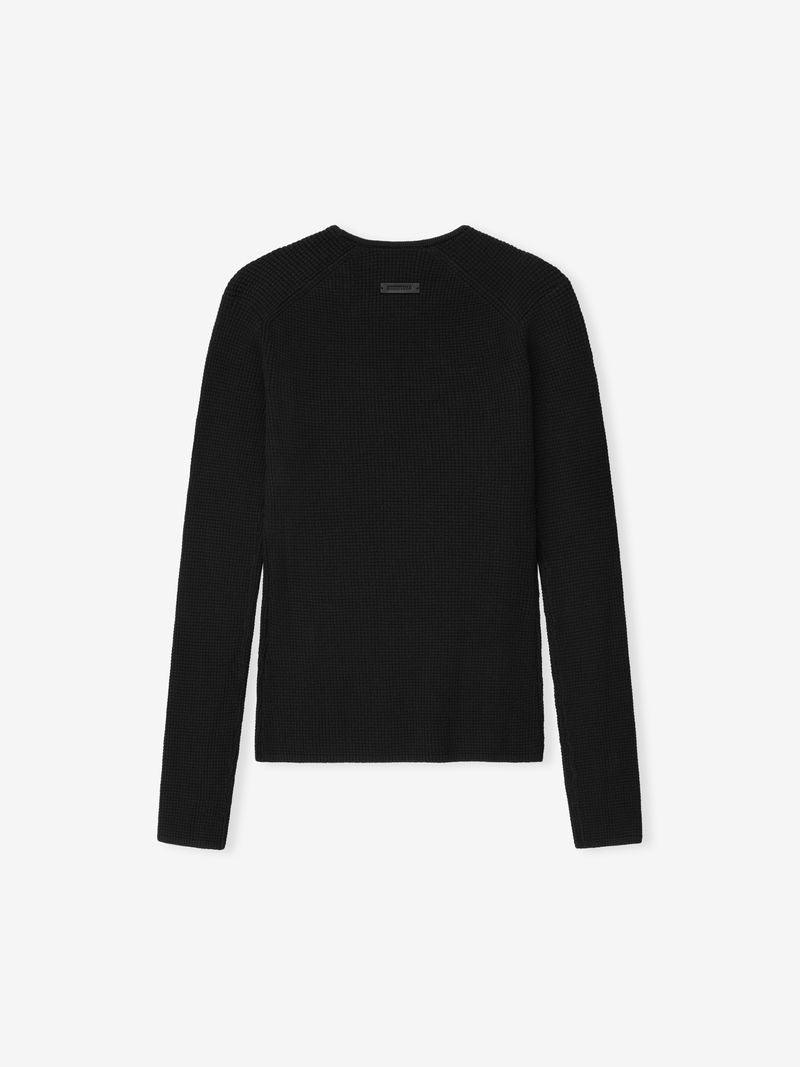 Womens Waffle Knit Long Sleeve Top
