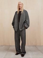 Mouline Wool Relaxed Lapelless Jacket