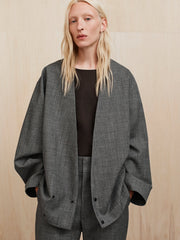 Mouline Wool Relaxed Lapelless Jacket