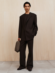 Double Weave Wool Tailored Flared Pants