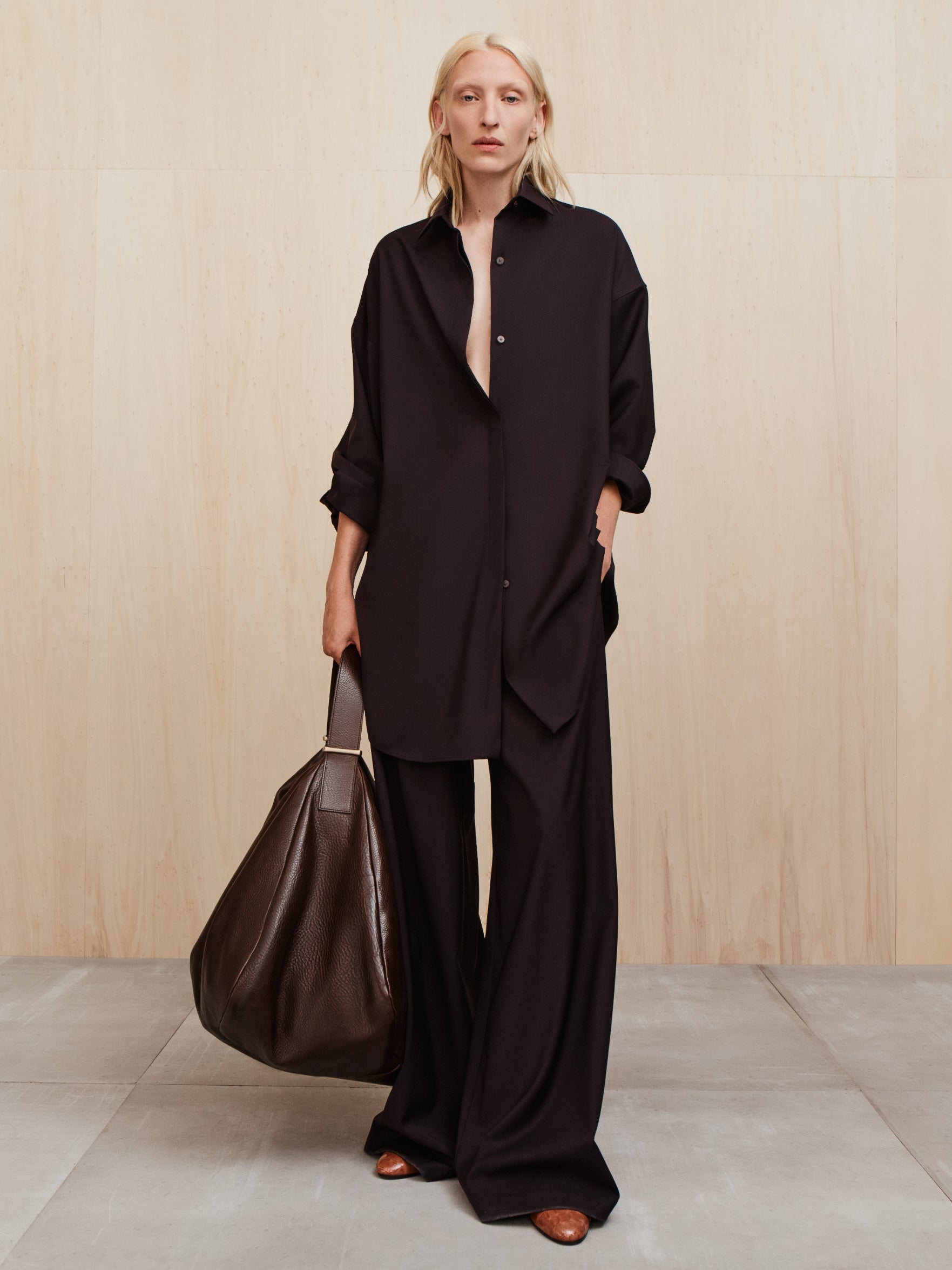 Womens Easy Care Wool Relaxed Shirt
