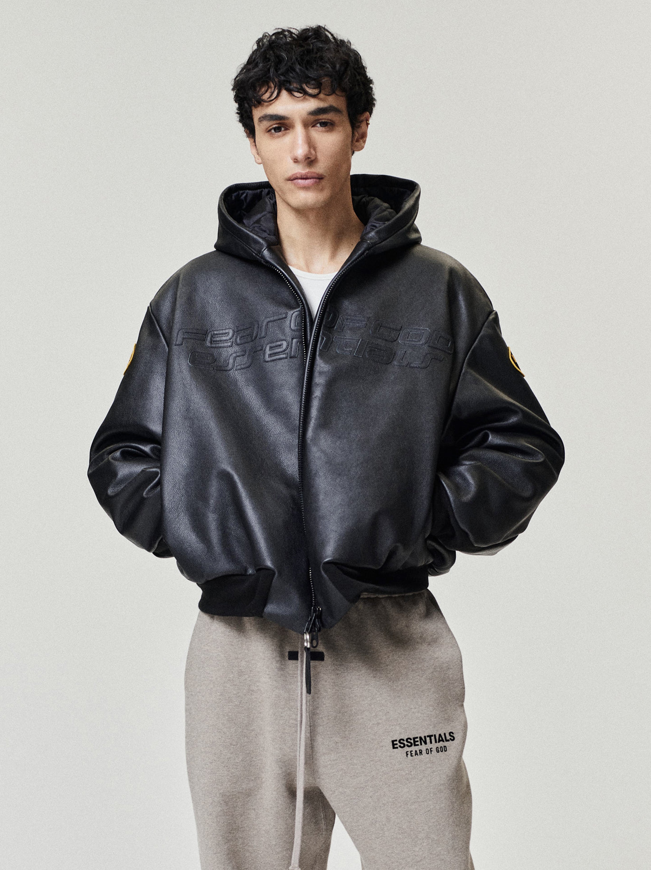 Vanson Essentials Leather Hooded Bomber