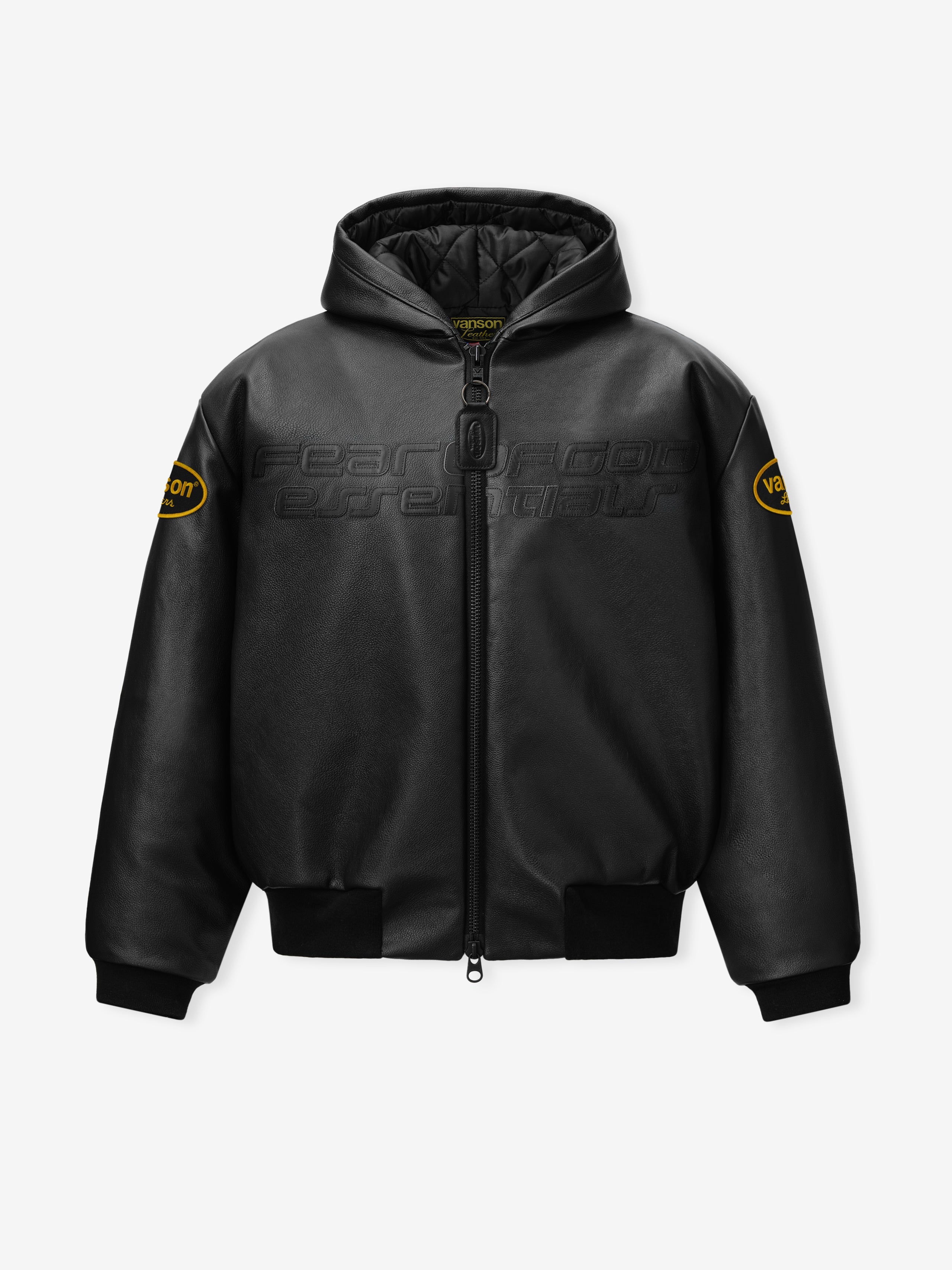 Vanson Essentials Leather Hooded Bomber