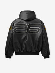 Vanson Essentials Leather Hooded Bomber