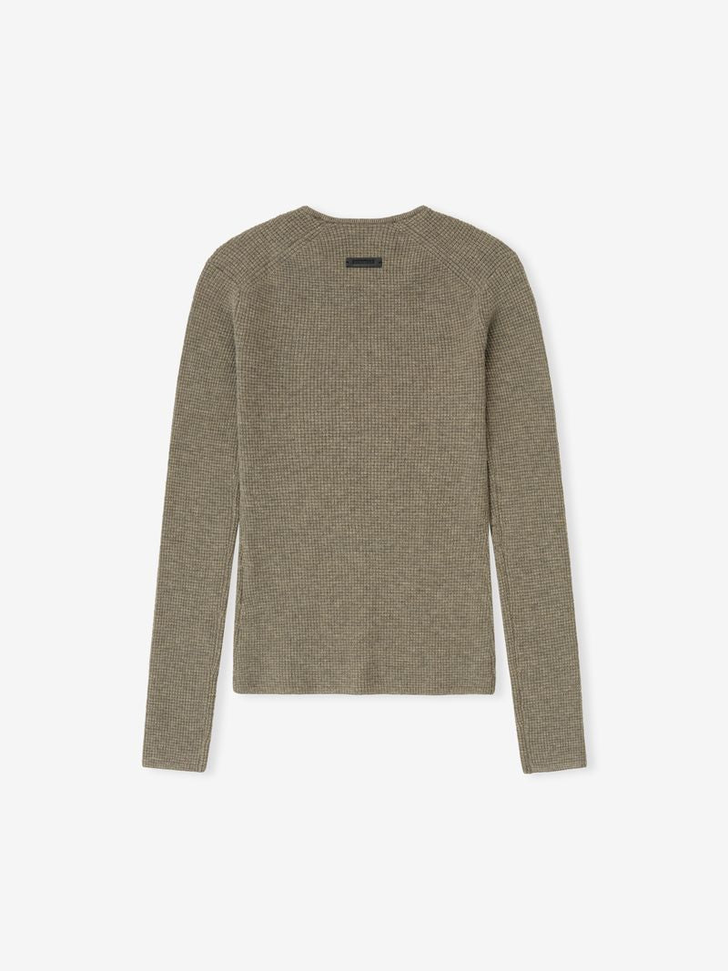 Womens Waffle Knit Long Sleeve Top