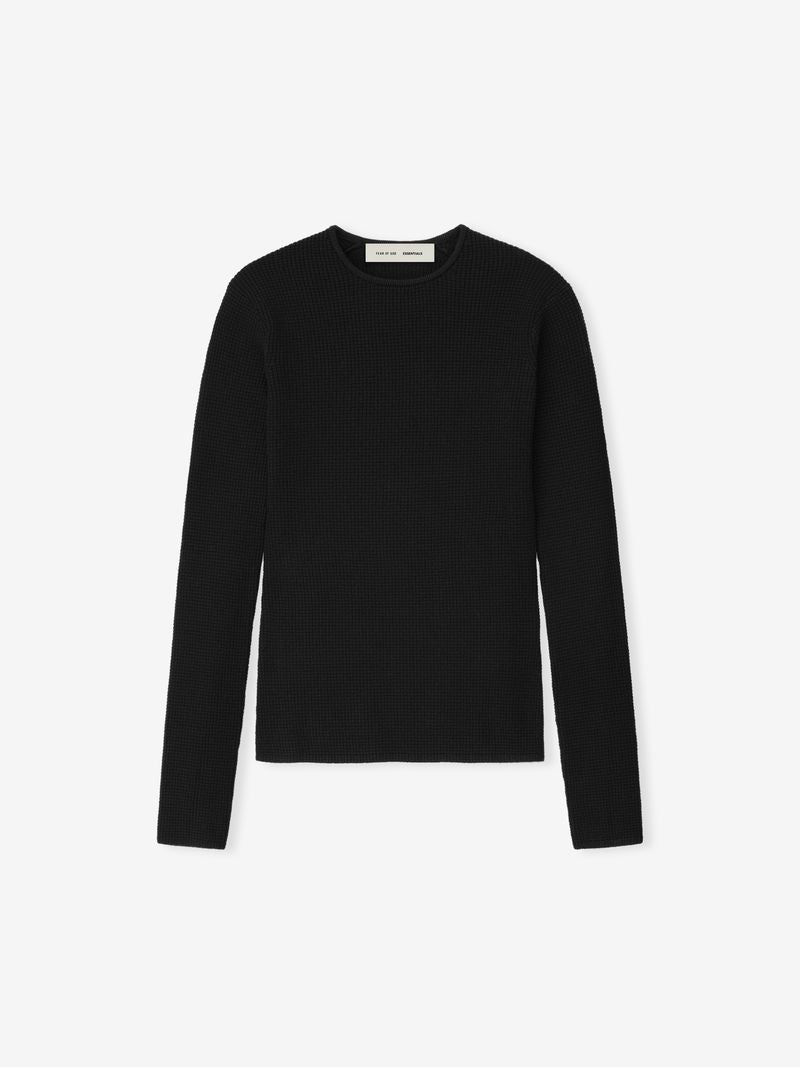 Womens Waffle Knit Long Sleeve Top